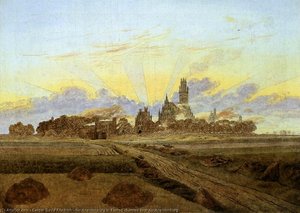Neubrandenburg In Flames (sunrise Near Neubrandenburg) — Caspar David Friedrich