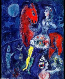 Paardrijder Op Rode Paarden — Marc Chagall