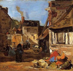 Honfleur, The Saint Catherine Market Place — Eugène Louis Boudin