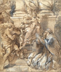 La Madone Et L'enfant, Saint Jean Le Baptiste Et Le Pape Étienne — Pietro Da Cortona