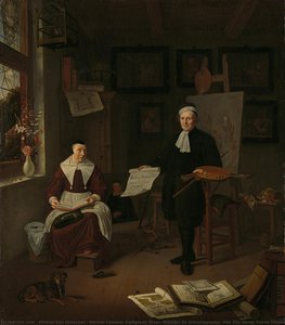 Michiel Comans, Kalligraaf, Etser, Schilder En Schoolmeester, Met Zijn Derde Vrouw Elisabeth Van Der Mersche — Michiel Van Musscher