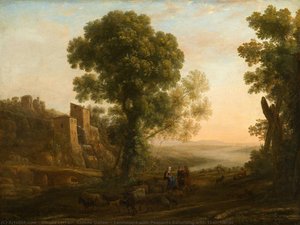 Landscape With Peasants Returning With Their Herds — Claude Lorrain (claude Gellée)
