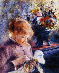 Young Woman Sewing — Pierre-auguste Renoir