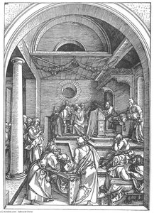 Life Of The Virgin: 15. Christ Among The Doctors In The Temple — Albrecht Dürer