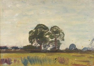 Trees By The Edge Of A Field (recto) — Sir Alfred James Munnings