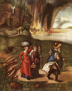 Lot Fleeing With His Daughters From Sodom — Albrecht Dürer