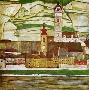 Stein On The Danube With Terraced Vineyards — Egon Schiele