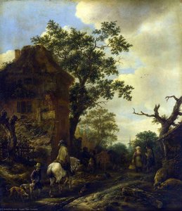 The Outskirts of a Village, with a Horseman