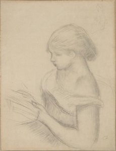 A Girl Reading (with A Sketch Of Seated Woman) — Pierre-auguste Renoir