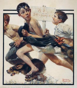 No Swimming — Norman Rockwell
