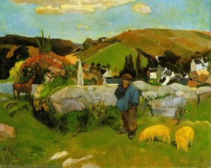 The Swineherd, Brittany - - — Eugène Henri Paul Gauguin