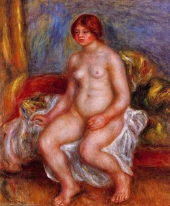 Nude Woman On Gree Cushions — Pierre-auguste Renoir