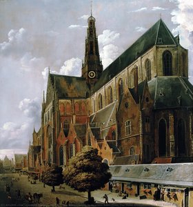 The Bavo Church In Haarlem Seen From The Oude Groenmarkt On The South Side
