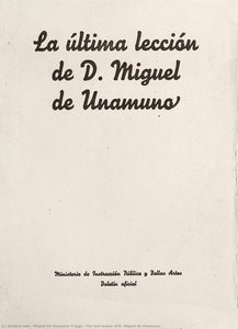 L'ultima Lezione Di D. Miguel De Unamuno — Miguel De Unamuno