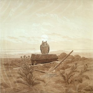 Landscape With Grave, Coffin And Owl — Caspar David Friedrich