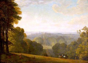 The Long Drive At Windsor Castle With Figures Riding In The Foreground — George Arnald