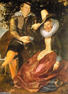 Con la Sua Prima Moglie Isabella Brandt nel Poggiolo di Honeysuckle
