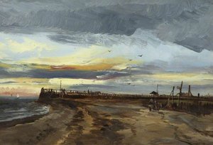 Beach Scene with a Man in a Blue Coat
