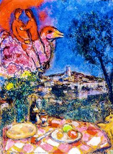 Laid Table With View Of Saint-paul De Vance — Marc Chagall