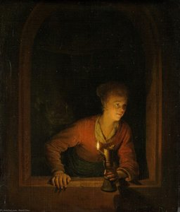 Girl with Burning Oil Lamp