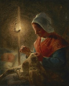 Woman Sewing By Lamplight — Jean-françois Millet