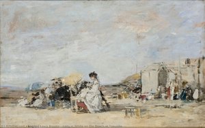Lady In White On The Beach At Trouville — Eugène Louis Boudin