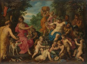 Diana Offered Wine And Fruit By Bacchus And His Retinue, Hendrik Van Balen (i), After Jan Brueghel (i), C. 1617 - 1625 — Jan Brueghel The Elder