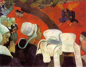 The Vision After The Sermon (jacob Wrestling The Ang — Eugène Henri Paul Gauguin