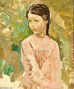 Study Of A Young Girl In A Pink Dress — Harry Watson