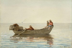 Drei Jungen In Einer Dory Mit Krabbenpfoten — Winslow Homer