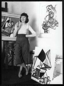 Lee Krasner in her New York studio, c. 1939. Photograph by Maurice Berezov