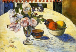 Flowers In A Fruit Bowl — Eugène Henri Paul Gauguin