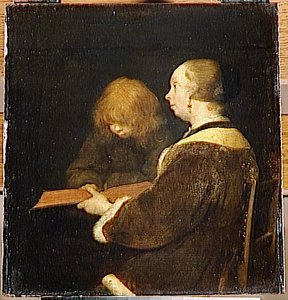 La Lecon De Lecture (avec Mozes, Le Jeune Frere Du Peintre) — Gerard Ter Borch