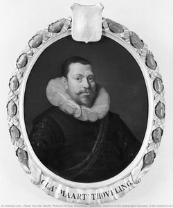 Portrait of Claes Maertensz Thoveling, Director of the Rotterdam Chamber of the Dutch East India Company, elected 1619, Pieter van der Werff, 1695 - 1722