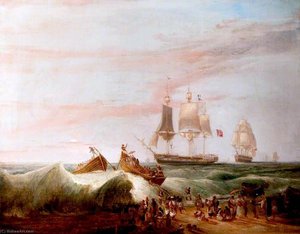 Landing On The Beach At Madras, India — Thomas A William Daniell