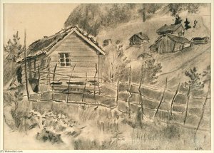 Landscape with Hay Rack and House