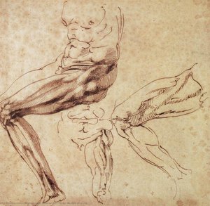 Three Studies Of A Leg — Michelangelo Buonarroti