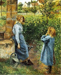 Young Woman And Child At The Well — Camille Pissarro