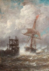 Seascape With A Ship — Jean Baptiste Henri Durand Brager