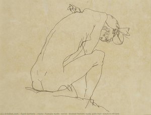 Recto: Female Nude; Verso: Seated Female Nude With Hair Mesh\n\nfront — Egon Schiele