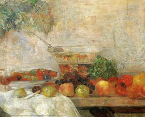 Still Life Mit Früchten Und Einem Papagei — James Ensor