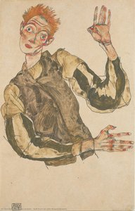 Self-portrait With Striped Armlets — Egon Schiele