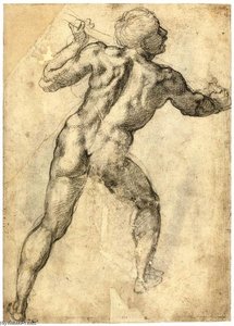 Male Nude, Seen From The Rear (recto) — Michelangelo Buonarroti