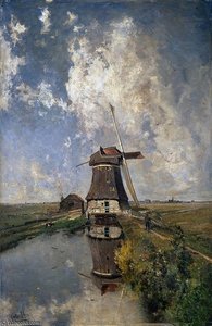 Windmill On A Polder Waterway