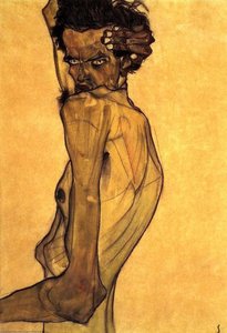 Self Portrait With Arm Twisting Above Head — Egon Schiele