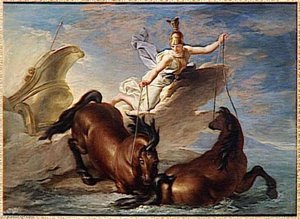 Minerve Abreuve Ses Chevaux Dans L'ocean Au Retour D'un Combat — Рене Антуан Уасса