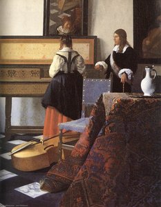 A Lady At The Virginals With A Gentleman (detail) — Johannes Vermeer