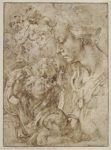 Studies For A Holy Family — Michelangelo Buonarroti