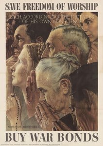 Save Freedom Of Worship. Buy War Bonds. — Norman Rockwell