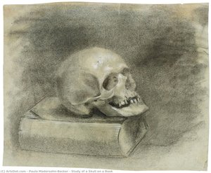Study Of A Skull On A Book — Paula Modersohn-becker